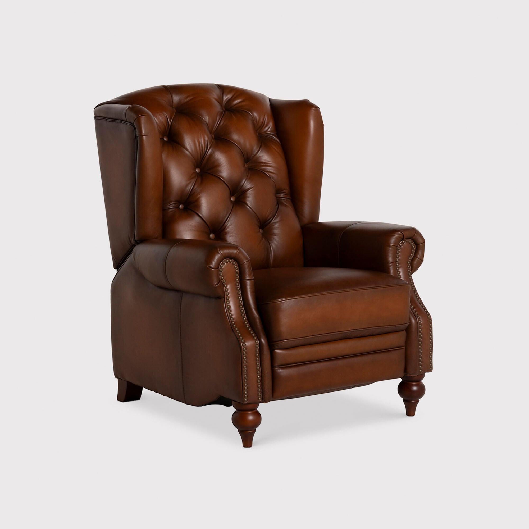 Ullswater Power Recliner Wing Recliner Chair Sofa, Brown Leather | Barker & Stonehouse