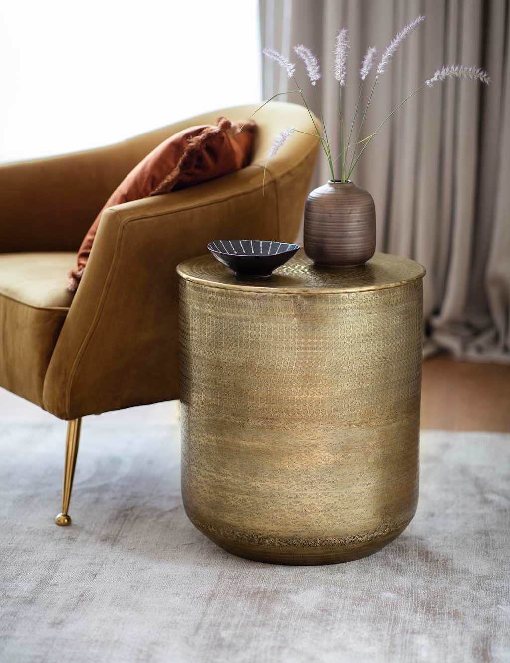 Gallery Direct Ashta Metal Round Side Table Brown Mix