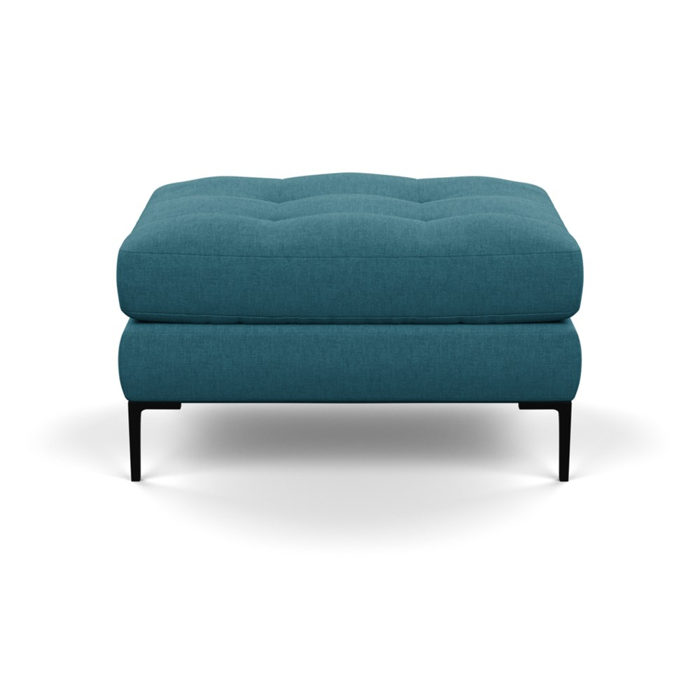 Heal's Eton Footstool Brushed Cotton Cadet Black Feet