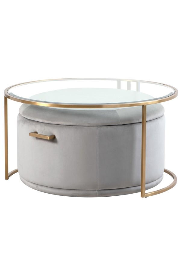 Aria Coffee Table and Storage Ottoman Dove Grey - Set