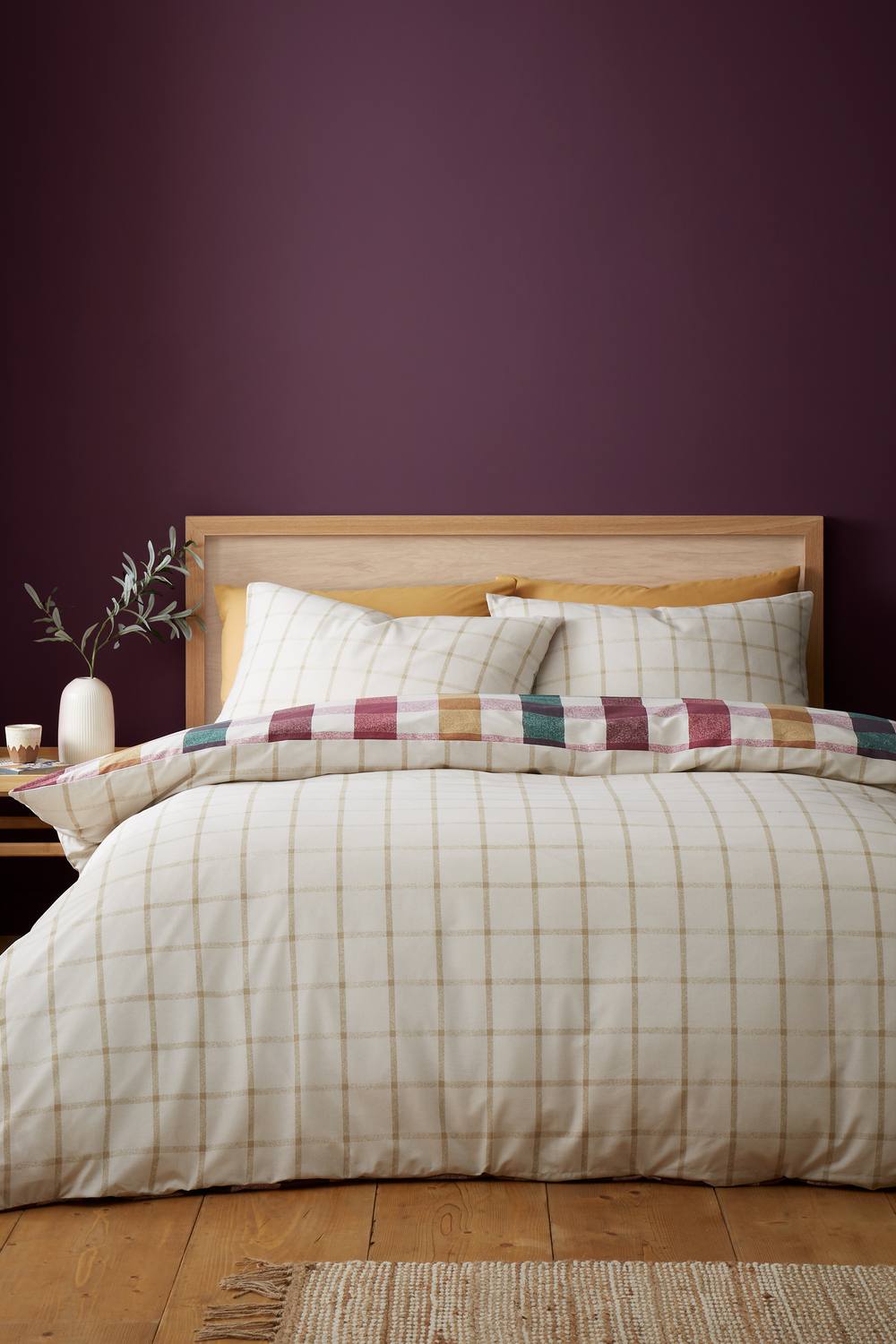 Catherine Lansfield 'Autumn Check' Reversible Duvet Cover Set 2