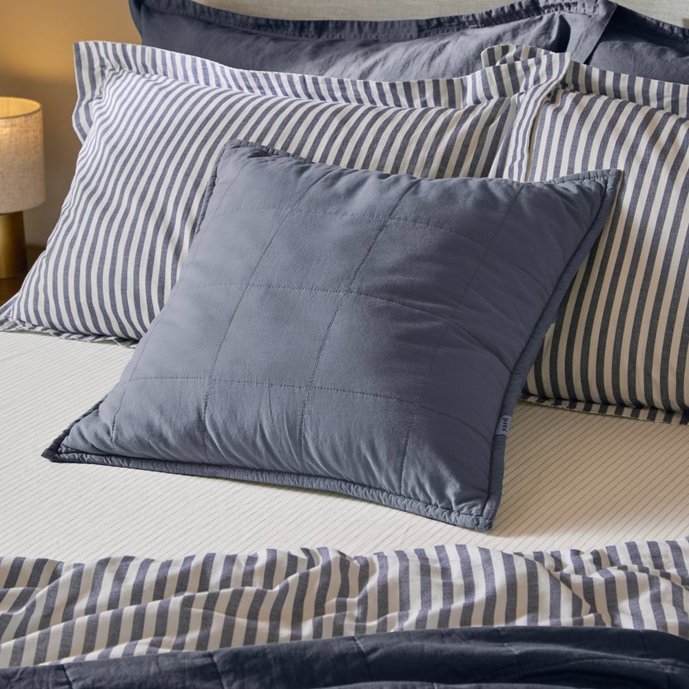 Yard Hebden Quilted Washed Cotton Cushion in Blue