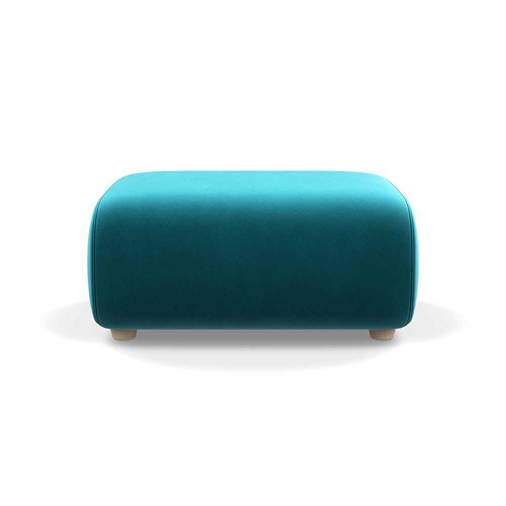 Heal's Lilli Ottoman Smart Velvet Petrol Natural Beech Feet