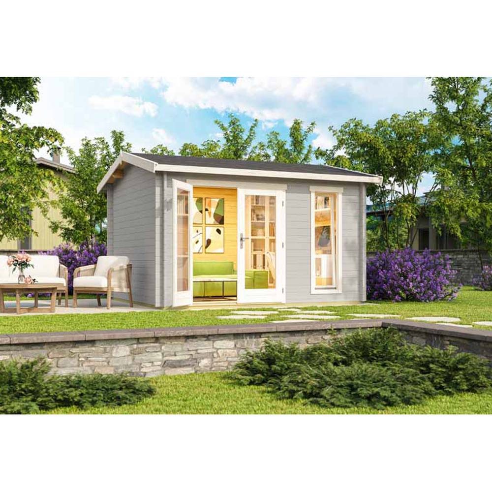 Lasita Maja Ltd Carlisle-Log Cabin, Garden Room, Home Office - L390xW350.8xH245.1 cm in Light Brown 3