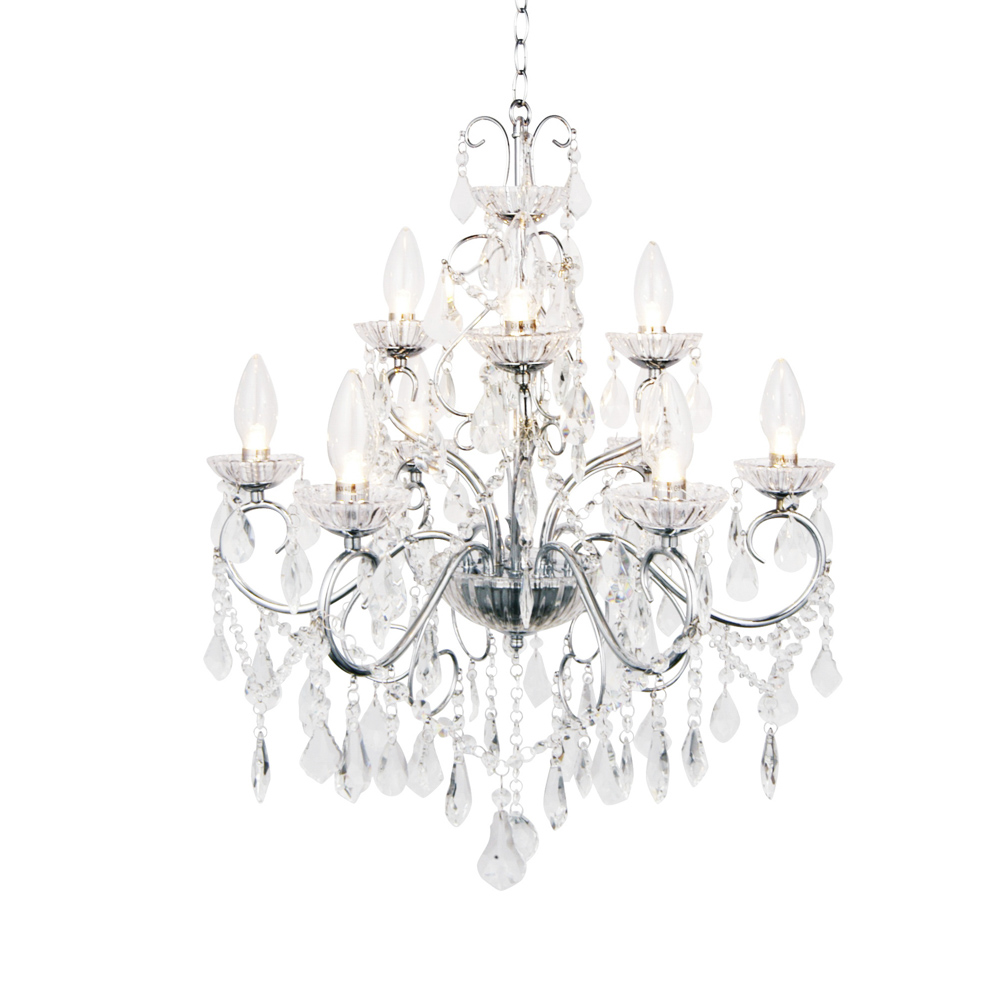 Daphne 9 Light Bathroom Ceiling Pendant, Chrome