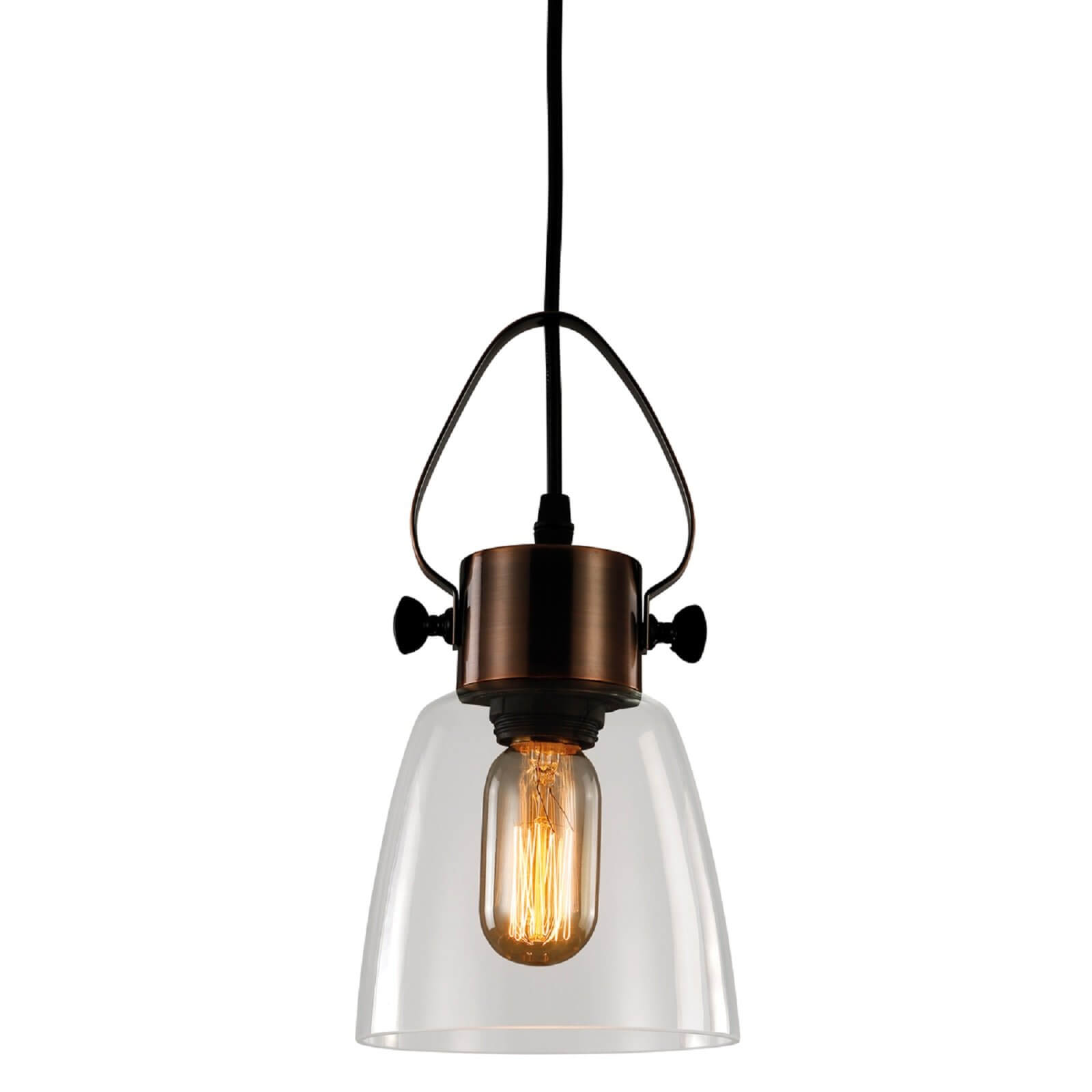 Maitland 1 Light Glass Pendant Light - Antique Copper and Black