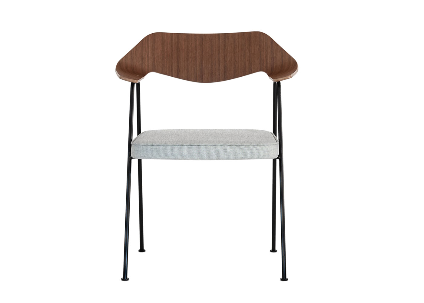 Case 675 Chair Walnut Light Grey Seat Black Legs