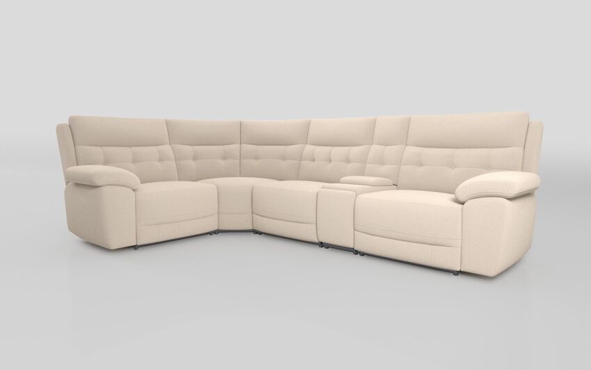 White Fabric Belford 1 Corner 3 Sofa with Console
