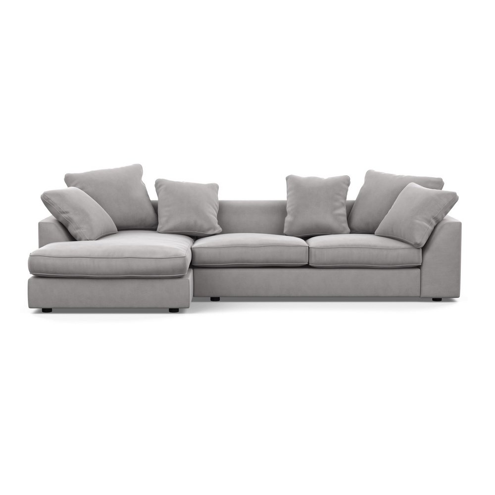 Heal's Cumulus Left Hand Facing Corner Sofa Velvet Platinum Black Feet