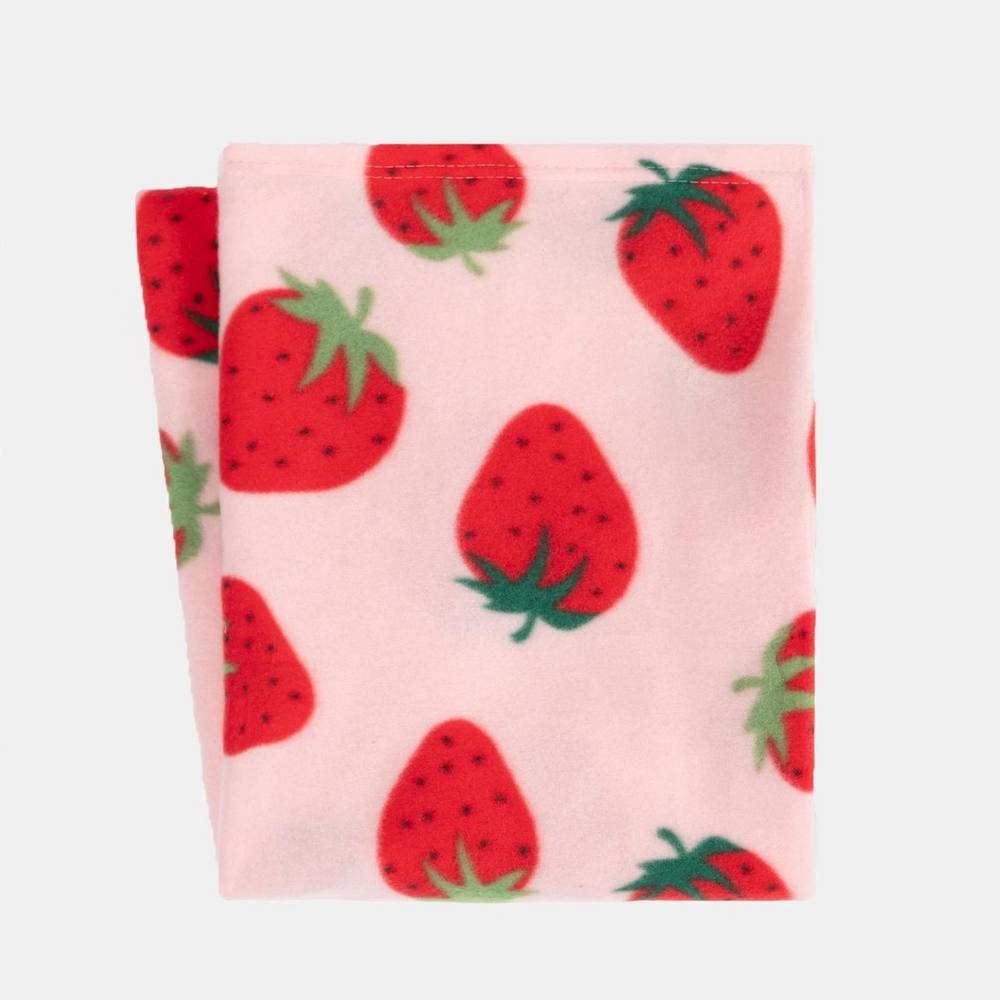 Kelvenix Strawberry Print Throw Soft Polar Fleece Lightweight Blanket in Pink