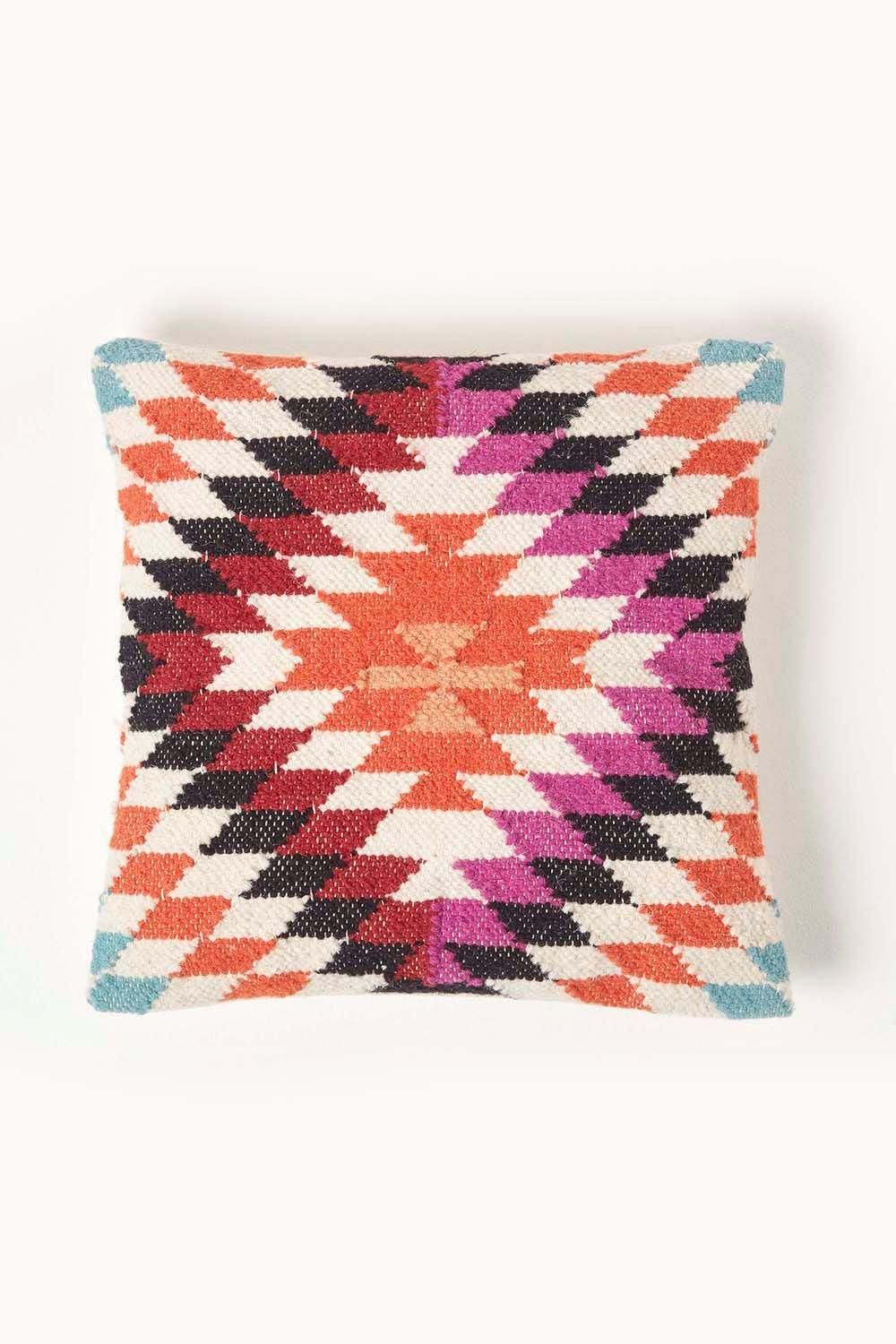 Homescapes Handwoven Kilim Cushion with Feather Filling in Orange