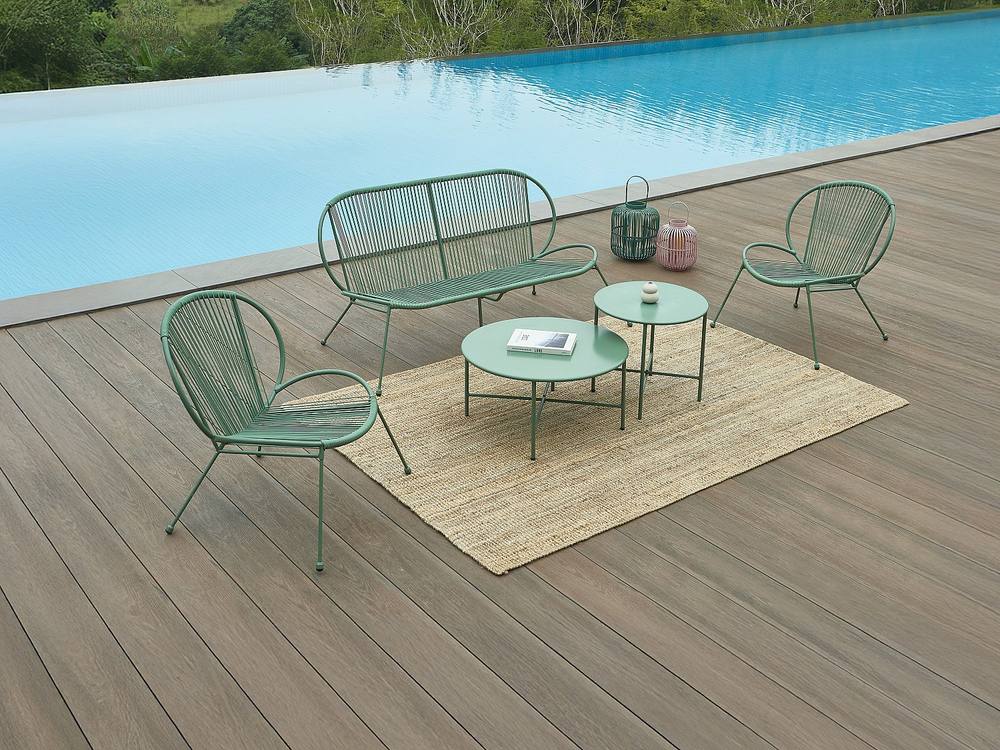 Vente-unique Set Of 2 Low Garden Tables In Metal - Khaki - NIKAO By MYLIA