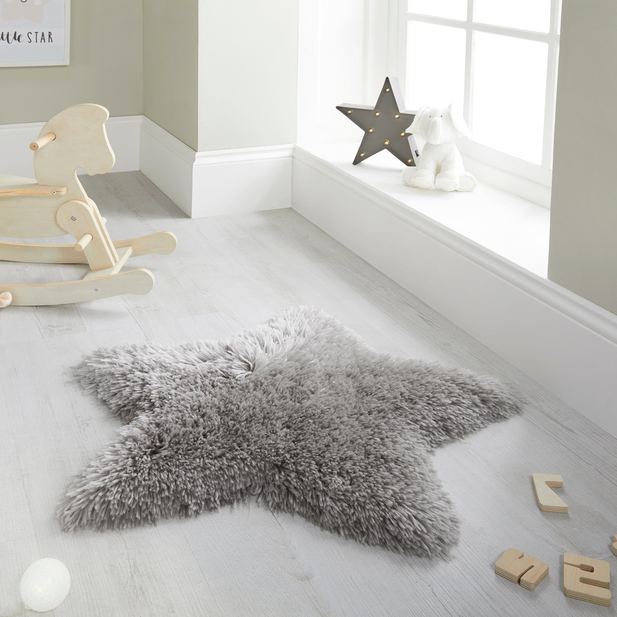 Fluffy Star Rug Grey