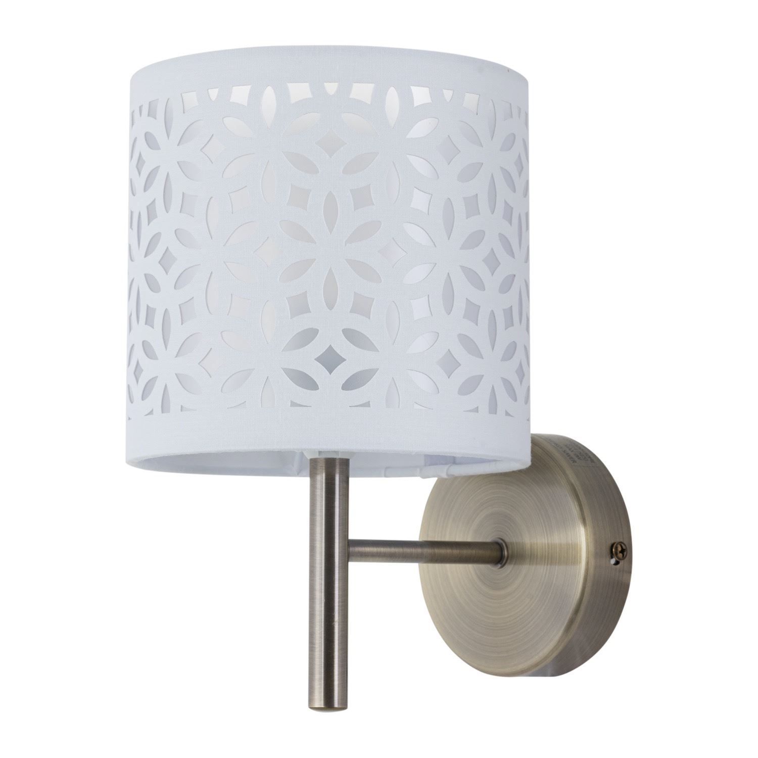 First Choice Lighting Brea - Antique Brass Wall Light with White Cut Out Shade in Gold