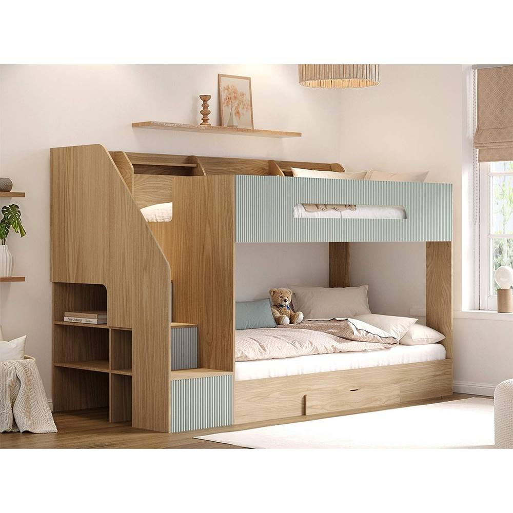 Flair Finn Staircase Bunk Bed with Storage in Natural