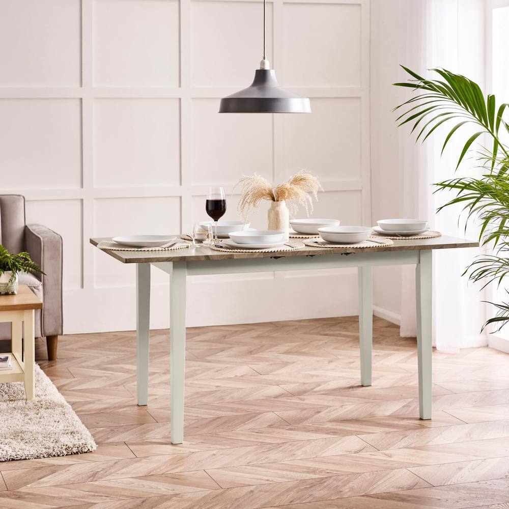 FurnitureboxUK Salcombe White & Grey Wood Extending 6 Seater Dining Table