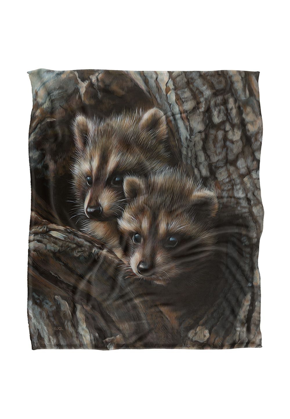 JQ Licensing Rl Two Raccons Silky Touch Super Soft Throw Blanket 152 X 127 cm in White