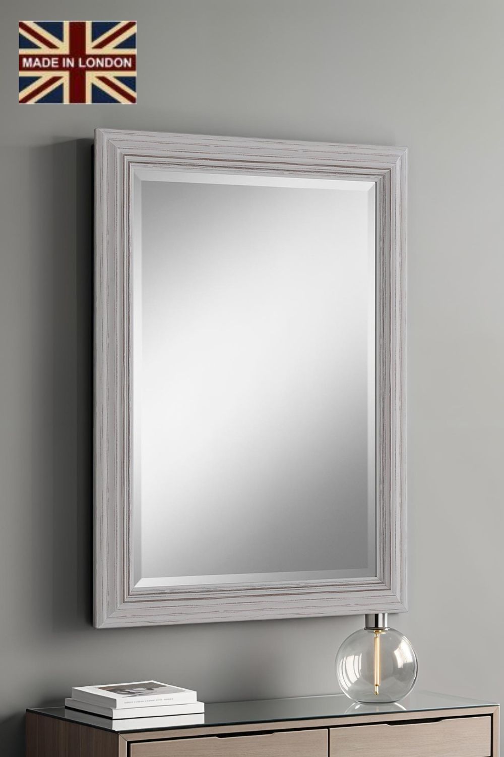 Yearn Mirrors Yearn Distressed White Framed Wall Mirror 100.5x72.5cm