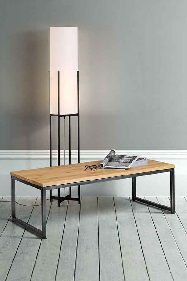 Qubix Industrial Coffee Table - Solid oak and steel