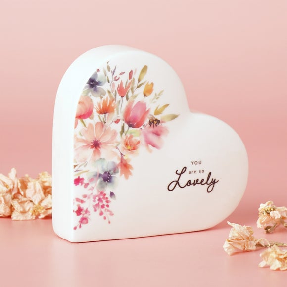 The Cottage Garden Floral Ceramic Heart Ornament