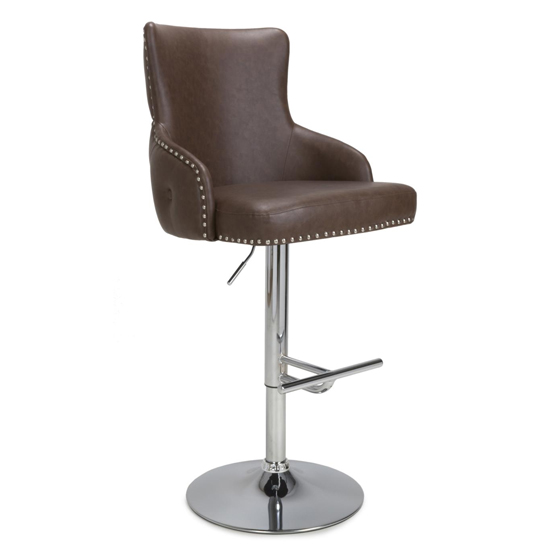 Cairo Leather Effect Bar Stool In Brown