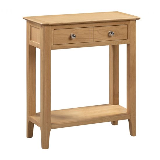 Cotswold Console Table In Oak With 2 Drawers
