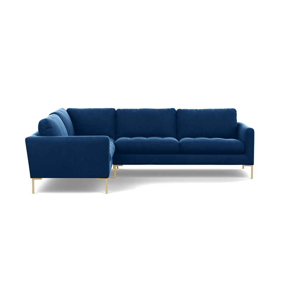 Heal's Eton Left Hand Facing Corner Sofa Velvet Petrol Brass Feet