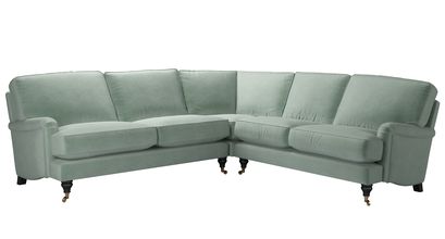 Bluebell Asym. Crn: LHF 2.5 Seat w RHF 2 Seat in Sage Smart Velvet - sofa.com