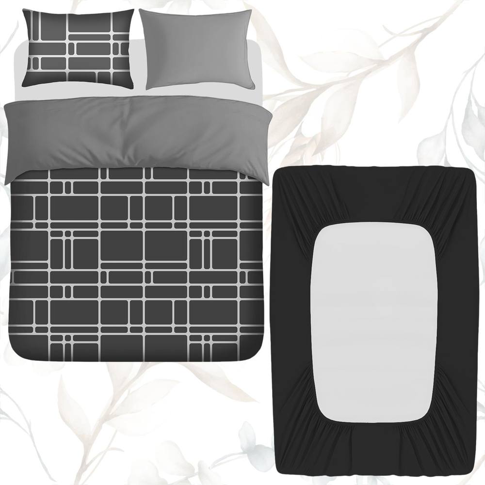 Grace Luxury 4 Pack Breathable Duvet Cover Set with Fitted Sheet in Charcoal