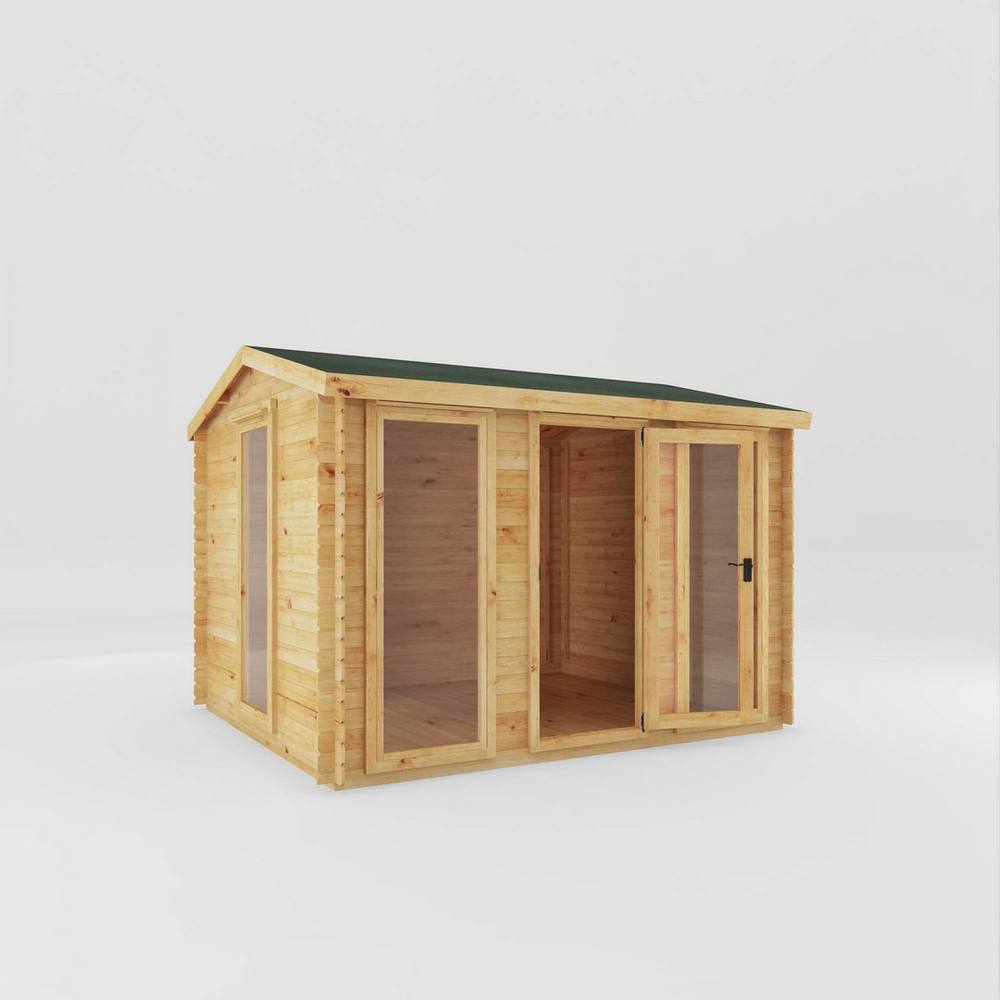 Mercia 3.5 x 3 m Reverse Apex Log Cabin - 19 mm - L313.4 x W352.8 x H259.5 cm in Light Tan 2