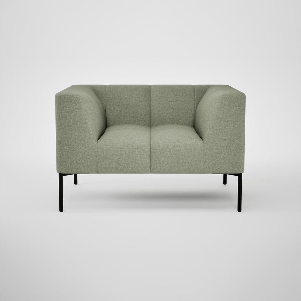 Heal's Quadro Armchair Siena Cotton Pistachio Black Feet 2