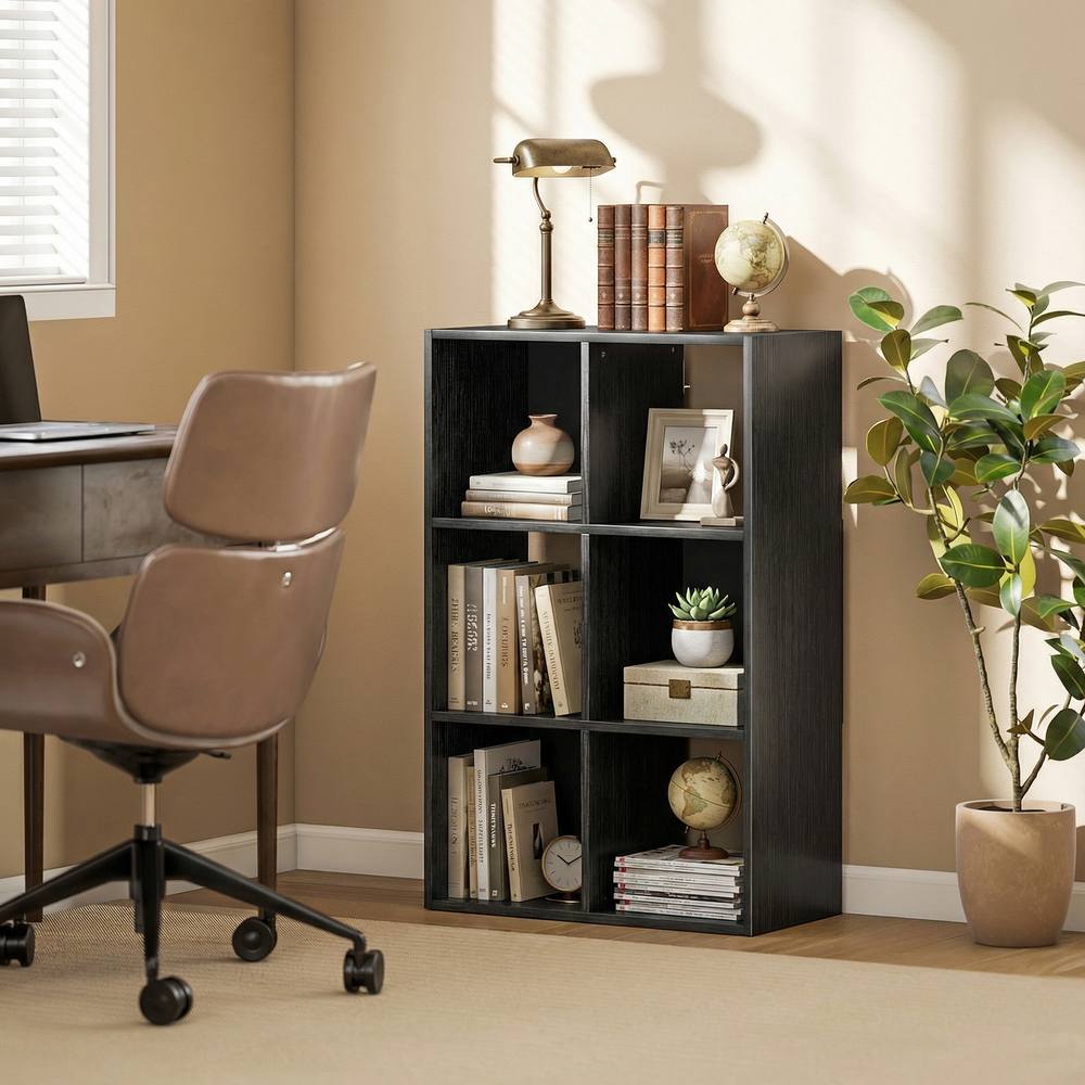 HOMCOM Industrial Style Storage Shelf, Bookcase, Bookshelf in Black