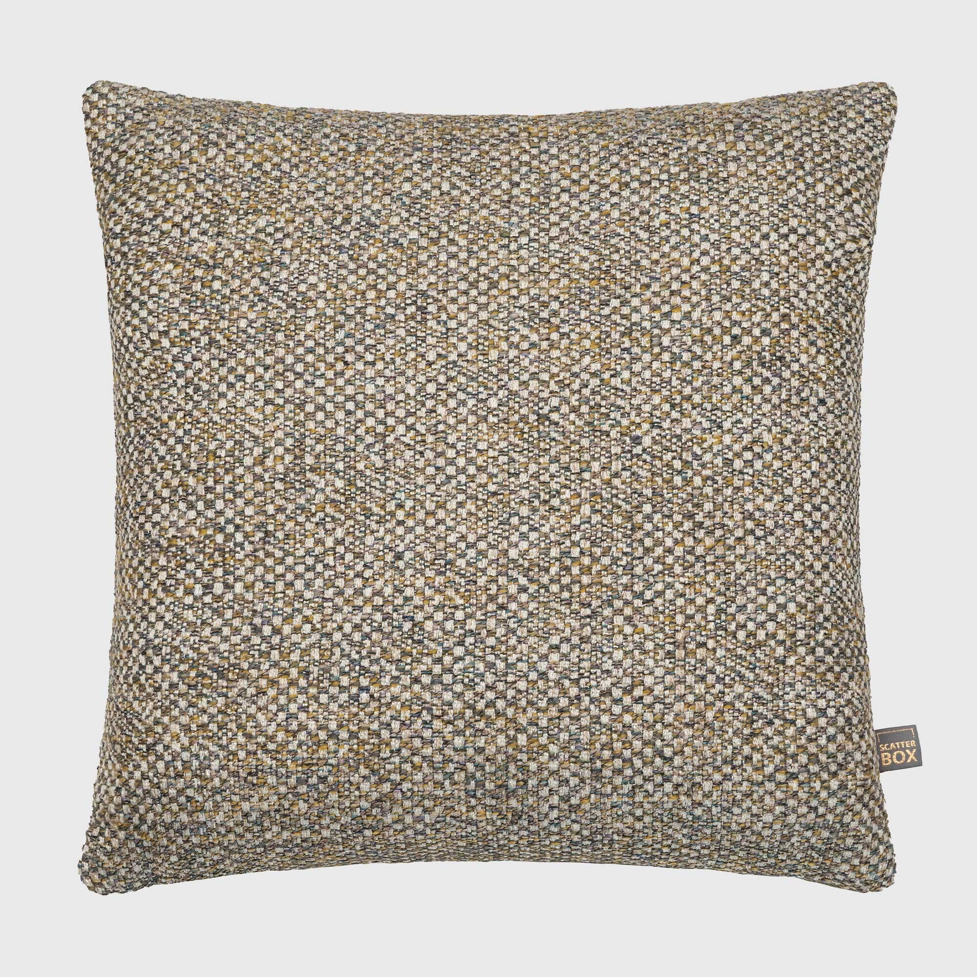 Olive Tweed Cushion, Square, Green Polyester | Barker & Stonehouse