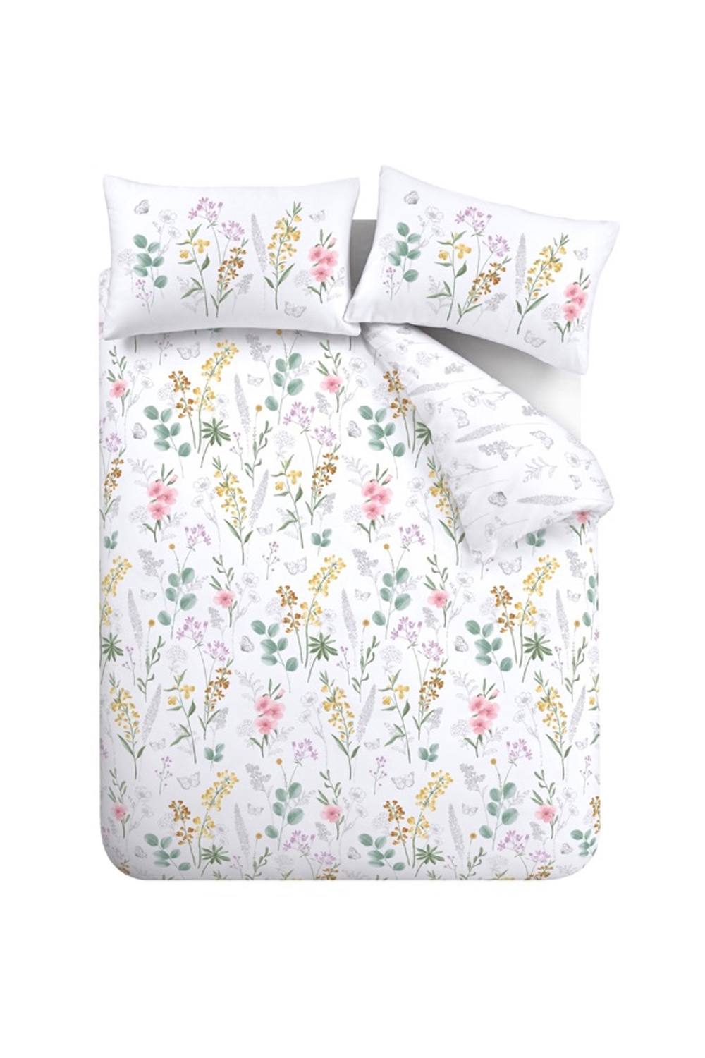 Catherine Lansfield 'Emilia Floral' Reversible Duvet Cover Set in White 5