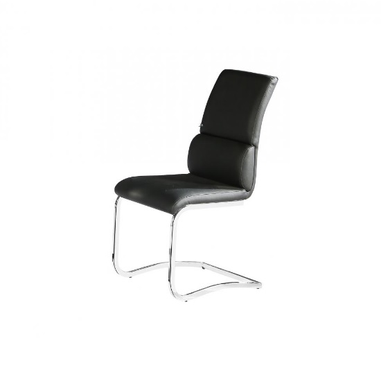Fairmont Dining Chair In Black Faux Leather With Chrome Base