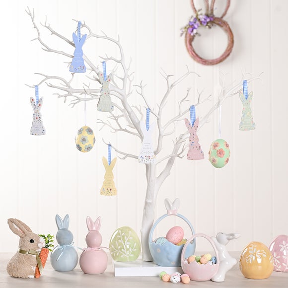 Eggs-traordinary Gift Co. Set of 3 Ceramic Pastel Bunny Ornaments 4