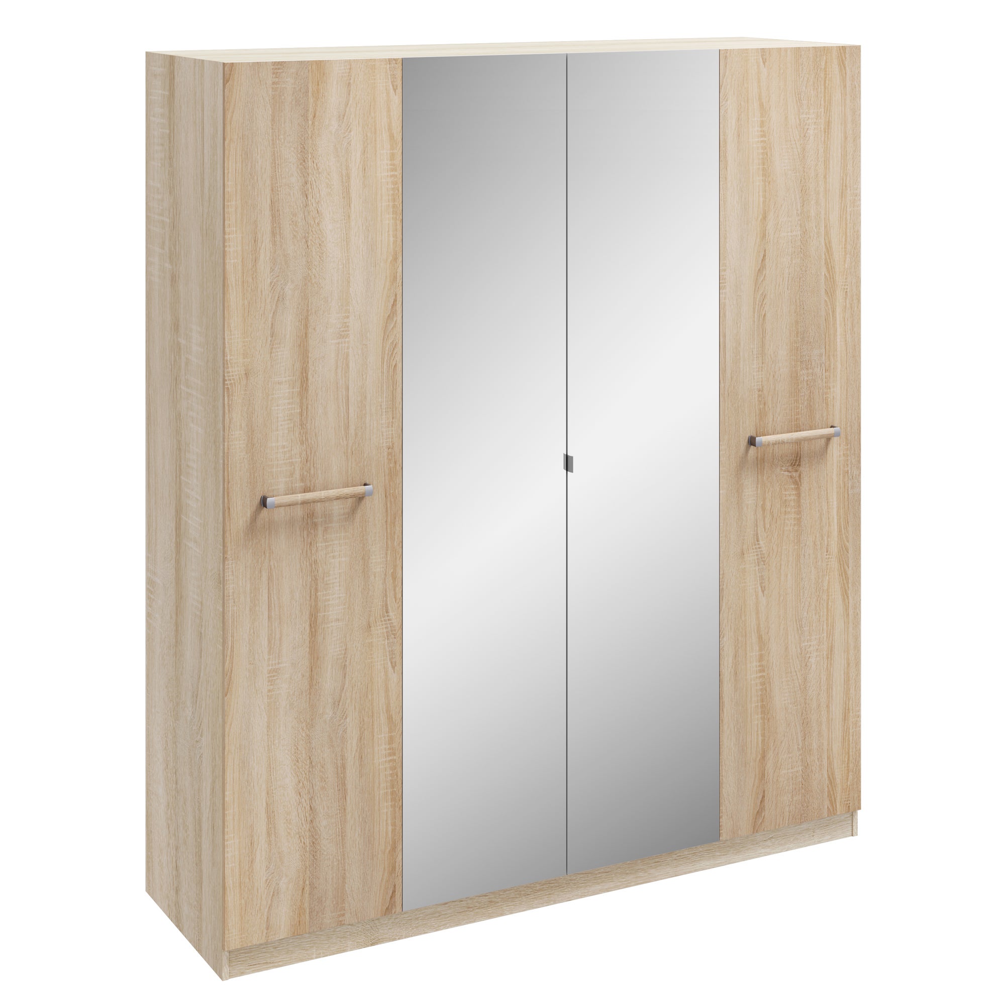 Hampton 4 Door Mirrored Wardrobe Brown
