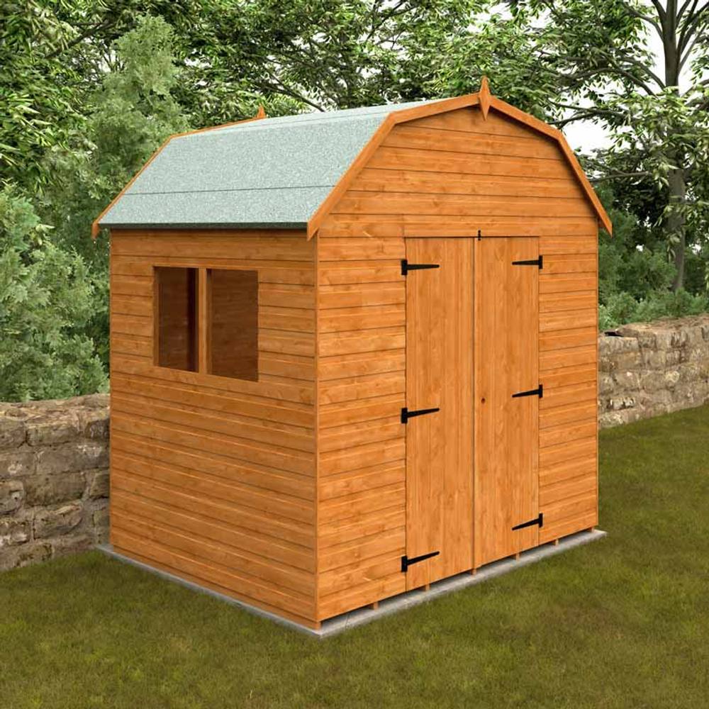 Buttercup Farm 6 x 8 Feet Barn 12mm Shed - Solid Wood/Softwood/Pine in Burnt Orange 2
