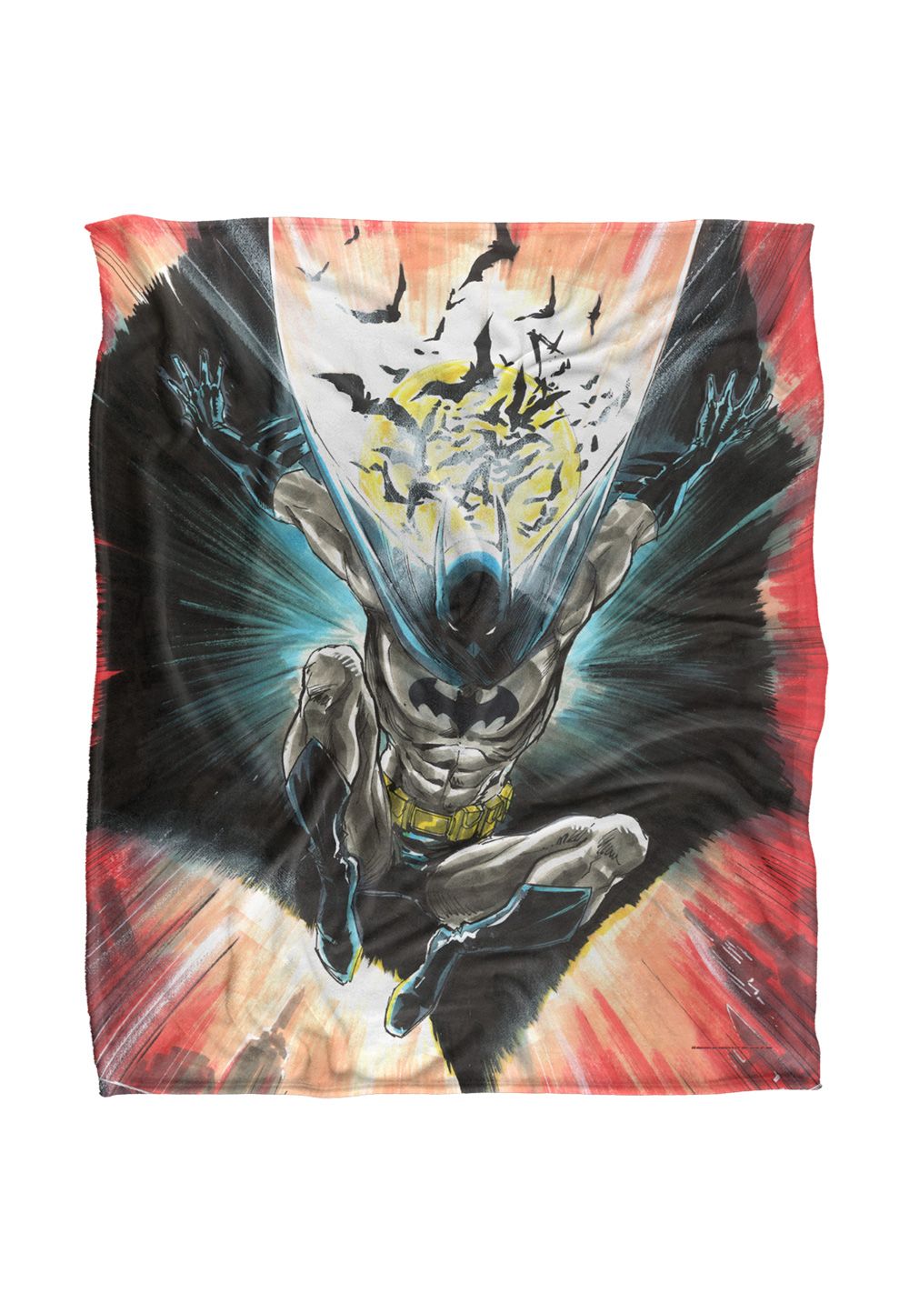 Warner Bros. Leaping Batman Silky Touch Super Soft Throw Blanket 152 X 127 cm in White