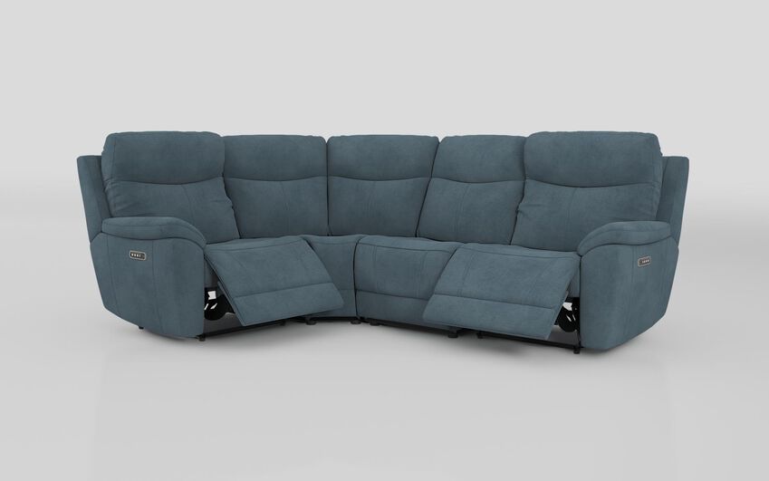 Blue Fabric Eldwick 1 Corner 3 Power Sofa with Head Tilt & Lumbar