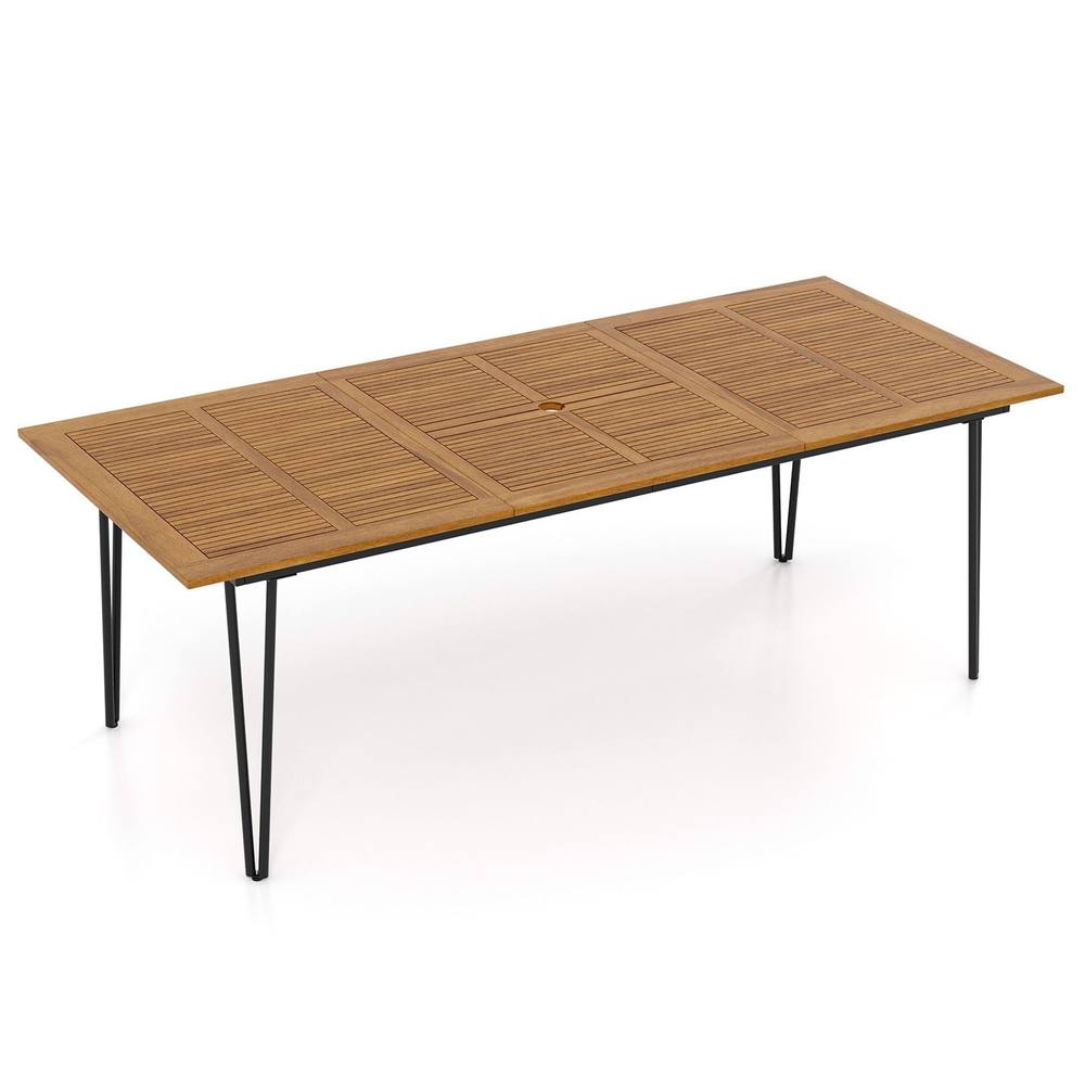 Costway 220 x 95cm Patio Dining Table Indoor & Outdoor Dining Table in Natural