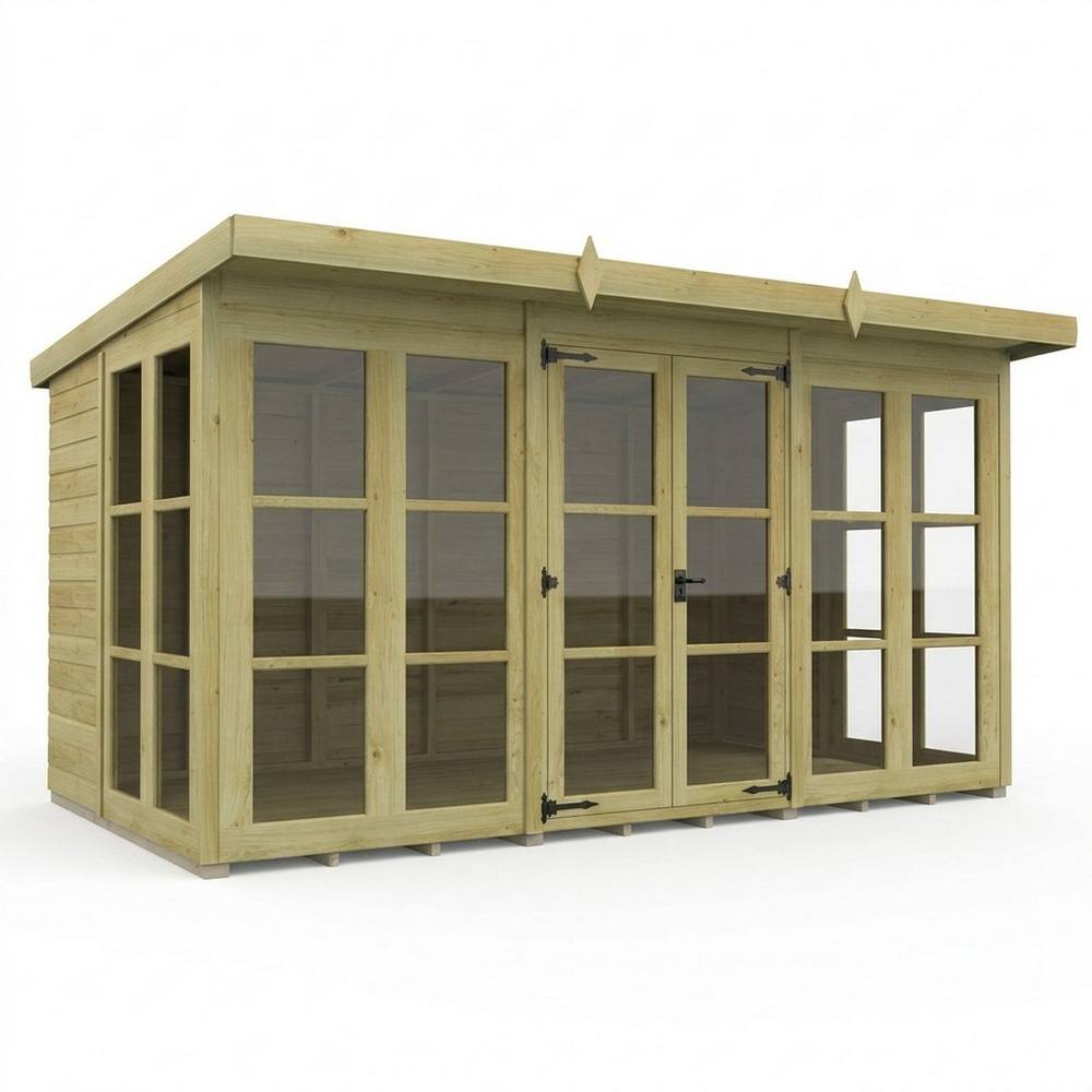 Buttercup Farm 12ft x 7ft Georgian Pent Summer House - Pressure Treated Timber in Brown