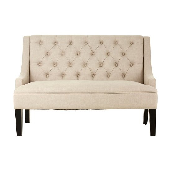 Phact Natural Tone Linen Upholstered High Back Dining Bench