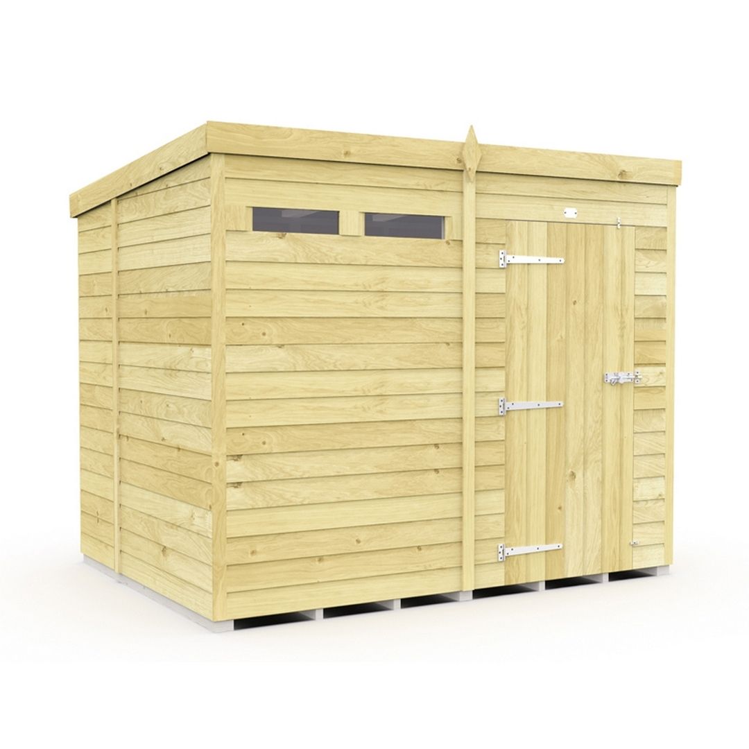 Buttercup Farm 8 x 7 Feet Pent Security Shed - Single Door - L214 x W243 x H201 cm in Brown