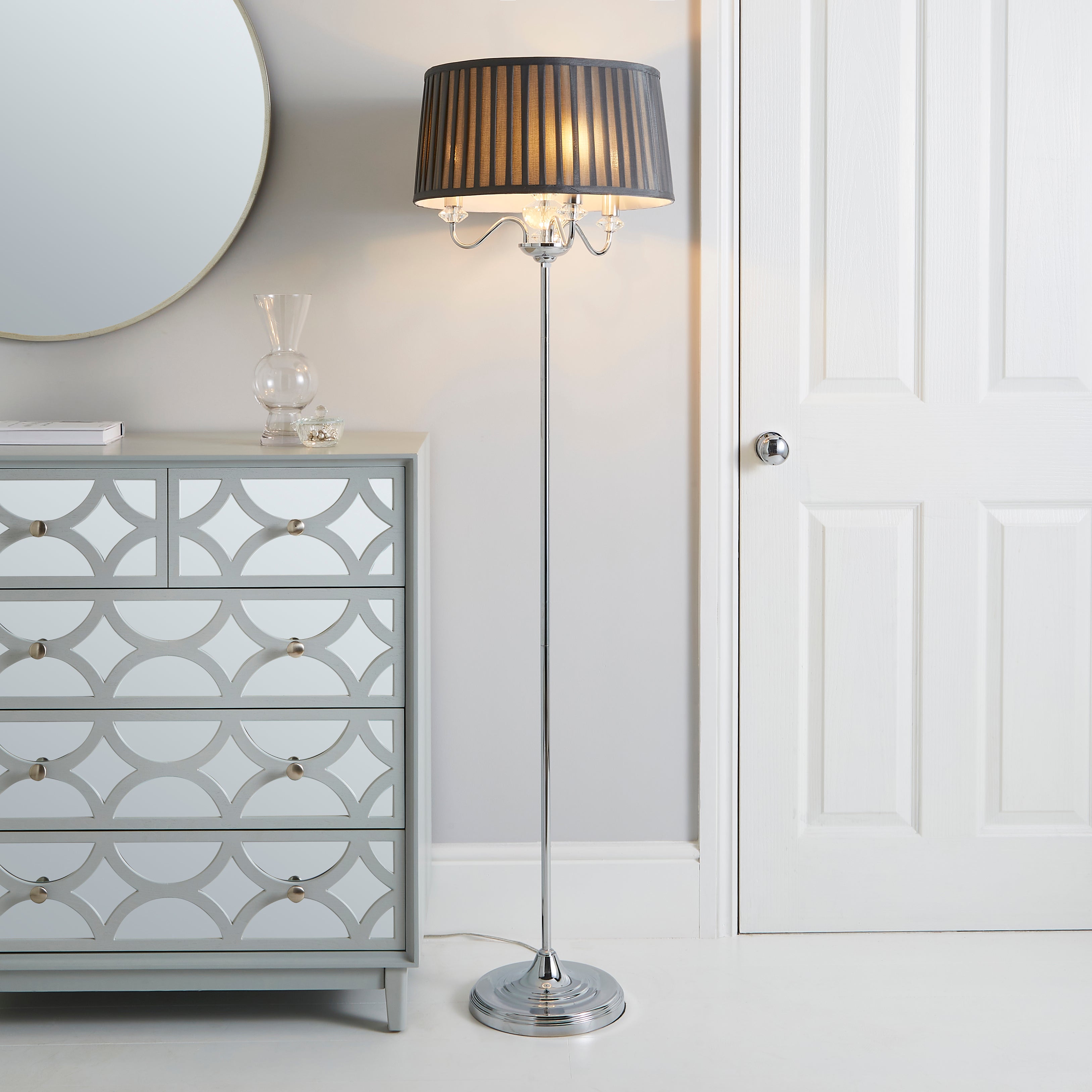 Dorma Genevieve 3 Light Floor Lamp Chrome