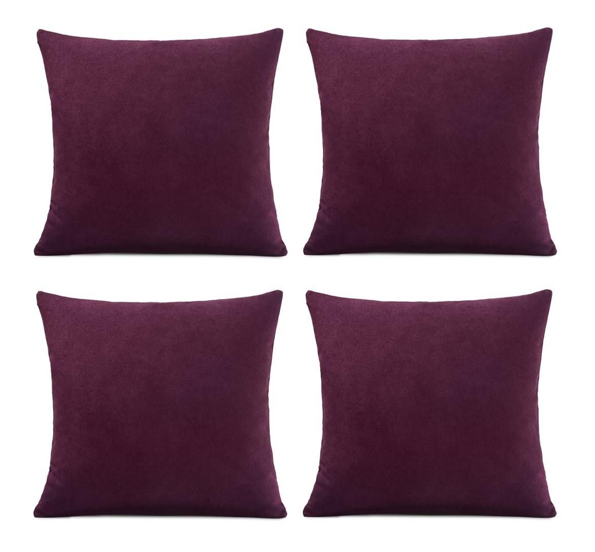 Luxury Living Set of 4 Velvet Chenille Cushions 45cm x 45cm with Removable Covers & Plush Pads - Soft, Stylish Home Décor