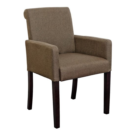 Saiph Fabric Upholstered Carver Dining Chair In Brown