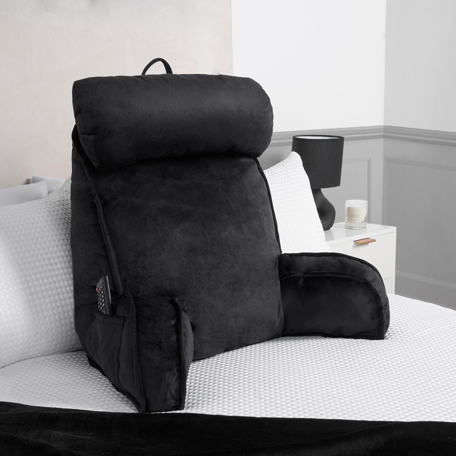 OHS Cuddle Cushion Back Lumbar Support Head Rest Bed Reading Pillow Arms in Black