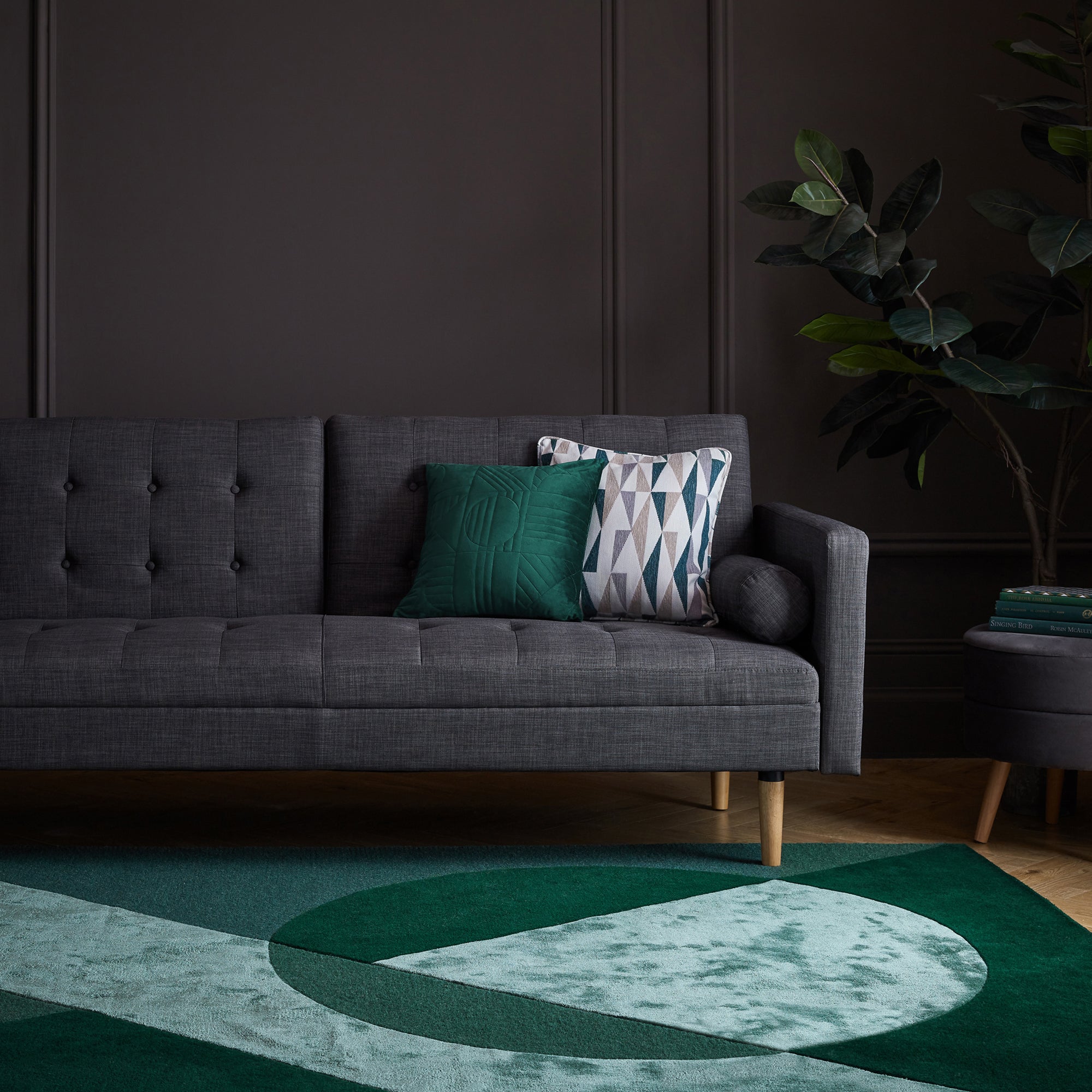 Taro Wool Mix Rug Green and Grey