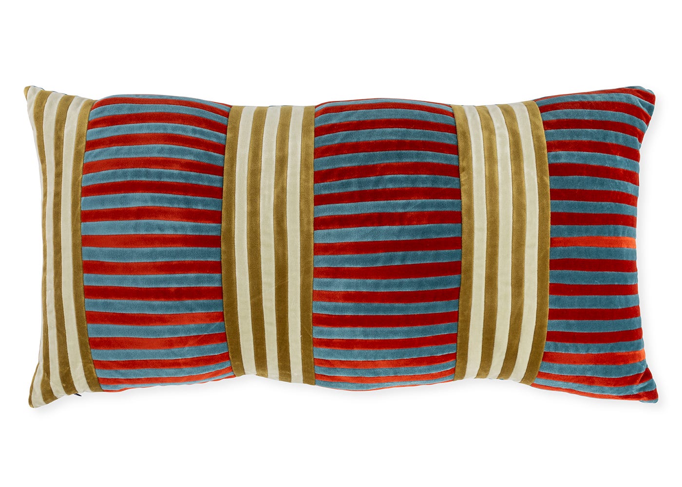 Christina Lundsteen Vida Velvet Cushion Mazarine & Dark Red 40 x 80cm